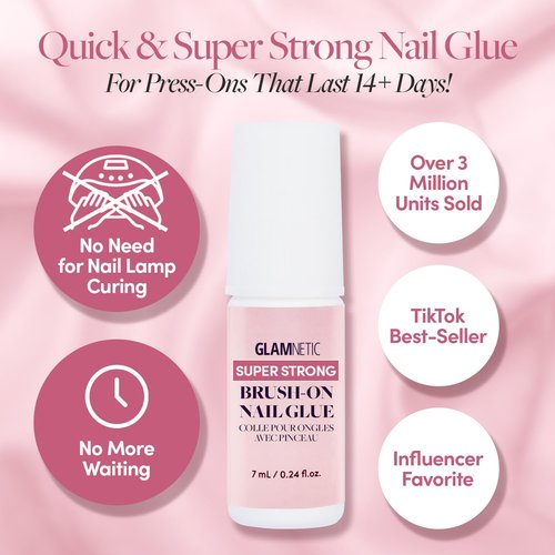 Glamnetic Super Strong Brush On Glue and Press On Nail Remover | Odorless, No Acetone, Gentle Press-On Nails