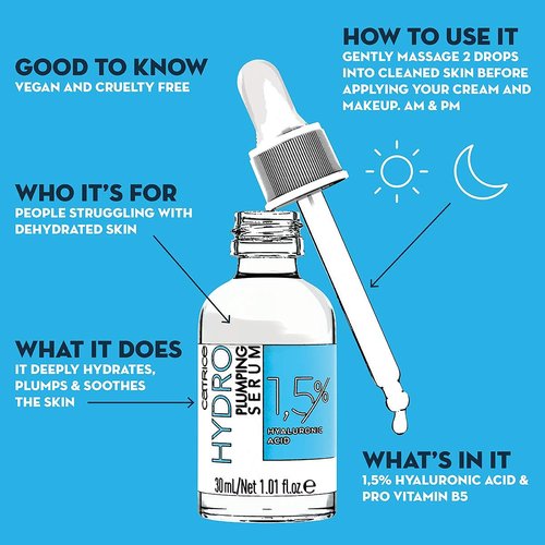 Catrice Hydro Plumping Serum - Intensive Care with 1.5% Hyaluronic Acid | Vegan & Paraben-Free (30 ml)