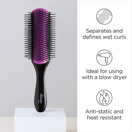 Diane Nylon Pin Hair Brush - Effortlessly Detangles Thick or Curly Hair | Ideal for Wet Styling