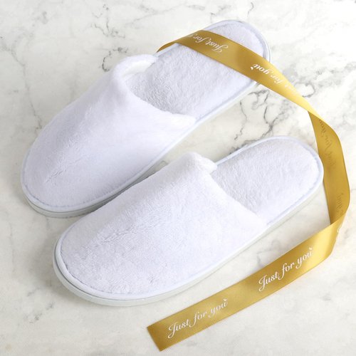 QatmMkt 10 Pairs Guest Disposable Slippers, SPA Cotton Slippers, Hotel Bath Slippers Disposable, Travel Bulk Guest House Slippers for Shoeless Home, Travel, Hotel, Indoor (White, One Size, Unisex)