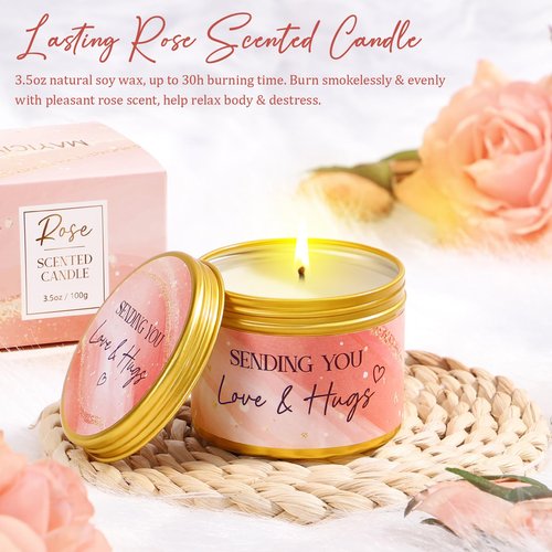 Birthday Gifts for Women, Self Care Get Well Soon Gift Baskets for Women, Rose Relaxing Spa Gifts Care Package with Blanket, Unique Valentines Day Gift Ideas for Her Wife Girlfriend Mom Friend Sister