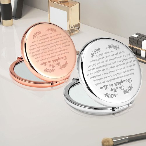 PLITI Daughter in Law Compact Mirror From Mother In Law Father In Law To My Daughter in Law Wedding Pocket Mirror (Daughter in Law CM)