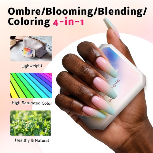 Karroy Sponge Pat Paint Nail Gel, Ombre Nails Gradient Gel Nail Blush Blooming Aura Nails Drawing Stripper Floral Painting DIY Nail Art, No Wipe, UV/LED Curing (16 Colors B)