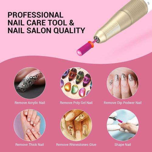 MelodySusie Large Barrel 3/32'' Tungsten Carbide Nail Drill Bit, Crystal Top Pink Heart Shape, Fast Remove Acrylic Gel, Cuticle Gel Polishing for Manicure Pedicure, Pink Blossom, Series Bit-S, Fine