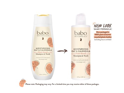 Babo Botanicals 2-in-1 Moisturizing Shampoo & Wash - Gentle for Dry/Sensitive Skin - Vegan & Lightly Scented