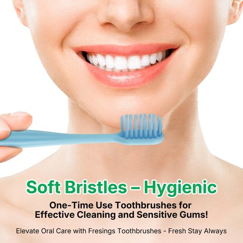 Fresings 30-Pack Premium Bulk Disposable Toothbrushes, Individually Wrapped, Soft Bristles, Peanut Grip Handle for Travel, Guest Bathroom, Hotel & Emergency Kits, Family, Kids & Adults, Single Use