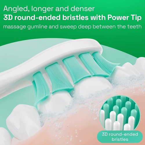 Brushmo Plaque Control Toothbrush Heads - 8 Soft Dupont Replacement Heads for Philips Sonicare | White