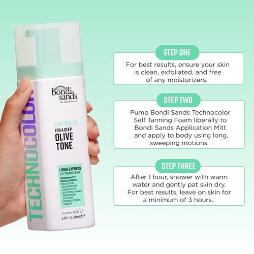 Bondi Sands Technocolor Self Tanning Foam - 1 Hour Express Formula for Hydrated, Natural Glow | 4 Shades Available