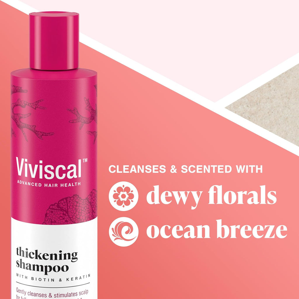 Viviscal Thickening Shampoo - Biotin & Keratin Formula with Marine Collagen | 250ml (8.45 fl. oz.) for Stronger Hair
