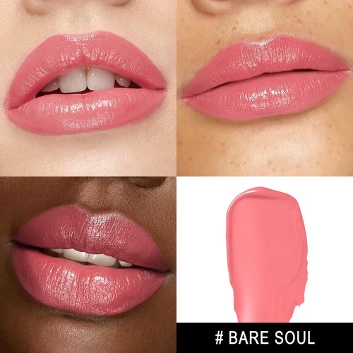 MAKI YIKA Moisture Lipstick - Hydrating Nude Pink Lip Balm for Dry Lips | Juicy Finish, MA073 Bare Soul