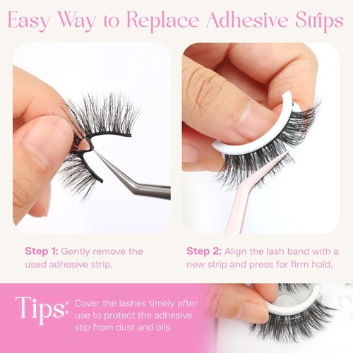 CALAILIS Self Adhesive Eyelashes Natural Look Wispy Press On Lashes No Glue Need Eyelashes 5 Pairs Reusable Cat Eye Self-adhesive False Lashes (C122)