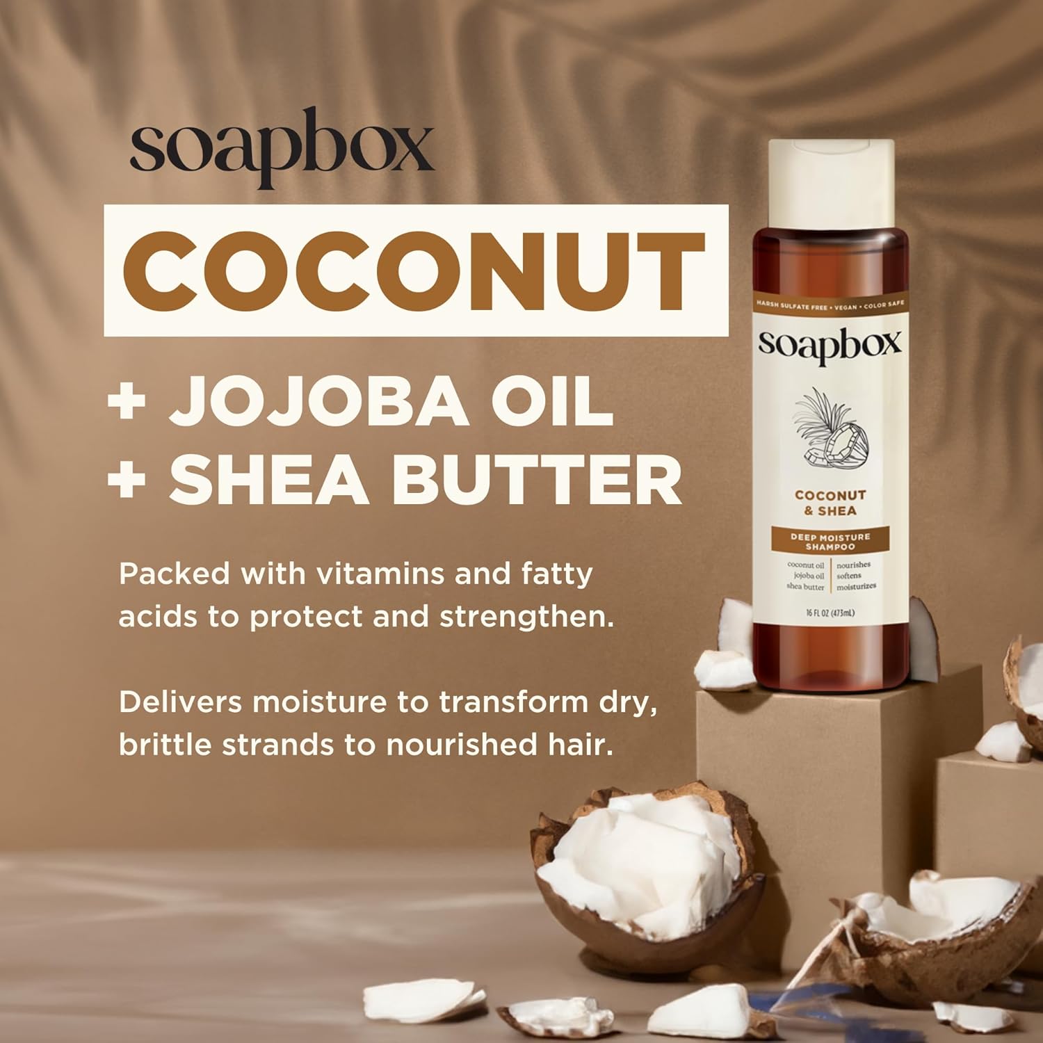 Soapbox Coconut Shampoo and Conditioner Set - Moisturizing Coconut Oil & Jojoba Oil | Paraben Free, 16oz (Pack of 2)