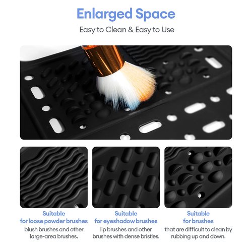 IeBilif Sink Cover for Counter Space, Foldable Bathroom Sink Covers, Makeup Organizer Mat Space Saver with Hanging Loop, Silicone Makeup Brush Cleaner Mat for Bathroom(Black)