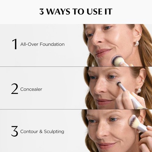 IT Cosmetics Heavenly Luxe Complexion Perfection Brush #7 - Dual-Ended Makeup Brush for Flawless Foundation & Contour, Ultra-Soft Synthetic Fibers