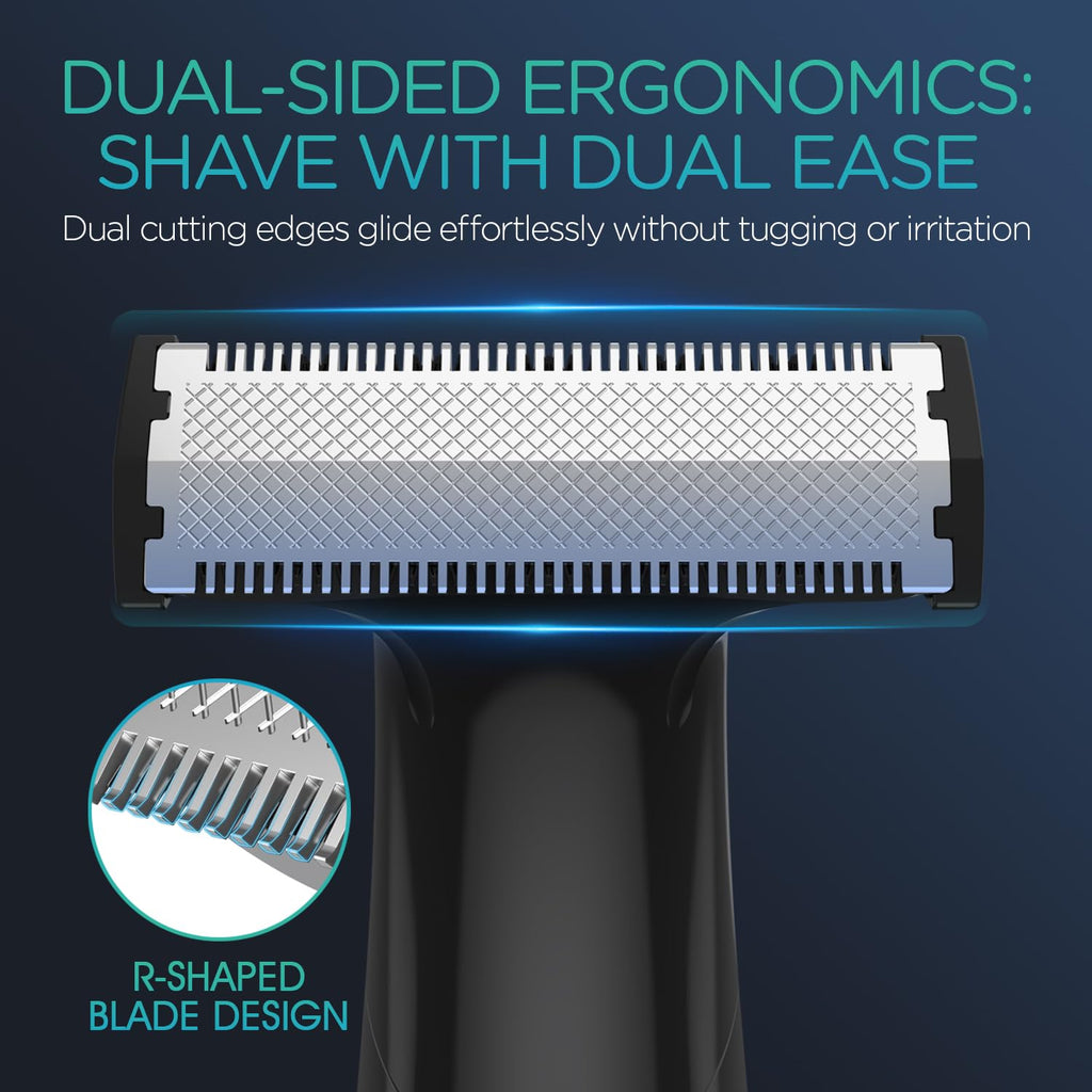 VOYOR Beard Trimmer for Men - All-in-One Electric Razor with Adjustable Length Combs | Cordless Wet/Dry Grooming Kit (Blue)