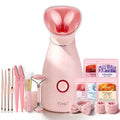Pjordo Facial Steamer Spa Kit, 12 Skin Care Tools & 5 Jelly Mask Powder, Nano Ionic Steamer for Facial Deep Cleaning Unclog Pores Sinuses, Warm Mist Humidifier for Home SPA, Self Care Gifts for Women