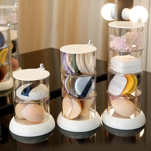 JessLab 4 Layer Clear Jewelry Organizer, 360° Rotatable Acrylic Hair Accessory Organizer, Hair Clip and Tie, Earring Storage for Bathroom Vanity Countertop