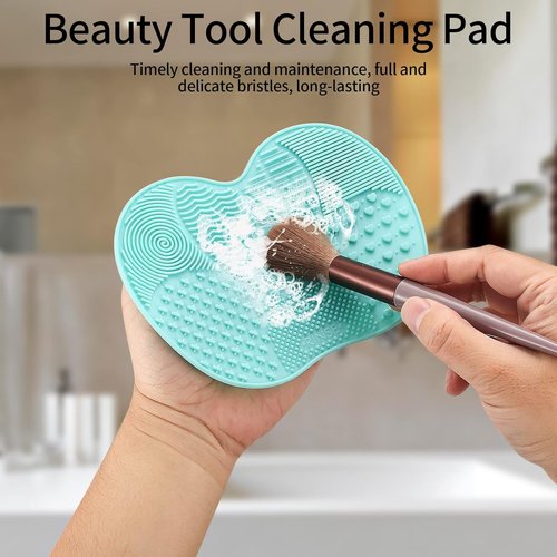 Skiennix Silicone Makeup Brush Cleaning Mat - Portable Suction Cup Pads for Easy Cleaning | 2 Pcs