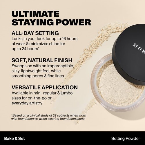 Morphe Jumbo Bake & Set Powder - Lightweight Talc-Free Finishing Powder for Natural Glow - Brightening Pink (0.62 oz)