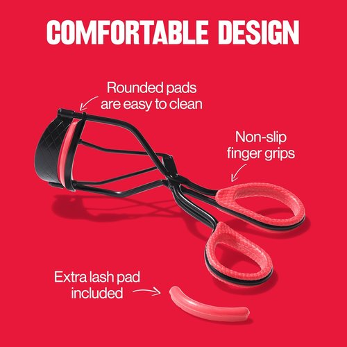 Revlon Extra Curl Lash Curler - All-Day Dramatic Curl with Non-Slip Finger Grips | Easy to Use, 1 Count