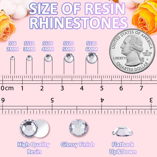 1500Pcs 6mm Resin Rhinestones with 1Pcs 10ml B7000 Jewelry Glue for Crafting, Clear Large Amount Flatback Gems, Bedazzling Crystal Bulk for DIY Crafts Clothing Tumblers Shoes Nail Art Fabric