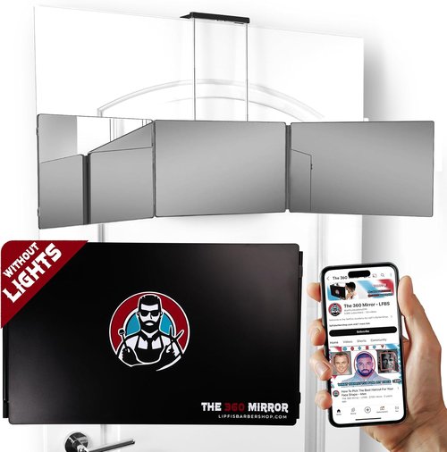 360 Mirror | Trifold Self Haircut System - Adjustable 3-Way Mirror for Men & Women