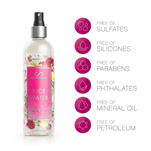 Hairfinity Rice Water Hair Mist - Silicone & Sulfate Free Formula for Damaged, Curly Hair | 8oz