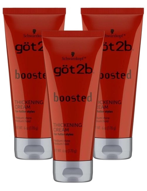 Got2B Boosted Hair Thickening Cream - Fuller Styles, Medium Shine & Hold | 6 Ounce - 3 Pack