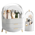 fanado Makeup Organizers Countertop, Makeup organization for Vanity, Cosmetic Storage with Lid and Drawers, Skincare Display Cases with for Desktop, Bathroom (White)