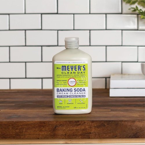 Mrs. Meyer's Clean Day Baking Soda Cream Cleaner - Cuts Grease & Scratch-Free Polish, Lemon Verbena, 16 Fl Oz