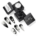 SAVILAND 3D Sculpture Nail Gel Set: Black & White No-Wipe Creamy 3D Sculpting Painting Gel for Micro Embossed 3D Nail Art Molding Florals Lines Patterns & French Tips Design Home DIY Salon Manicures