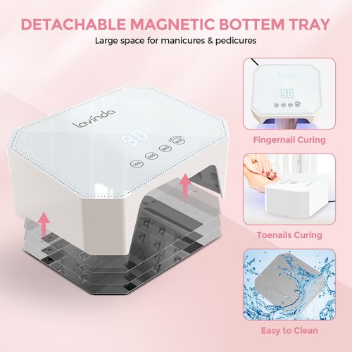 Lavinda 54W Corded UV LED Nail Lamp for Gel Nails - Plug-in Professional Nail Dryer with Fast Curing, 4 Timers, Touch Screen, Compatible with All Gel Polishes (White)