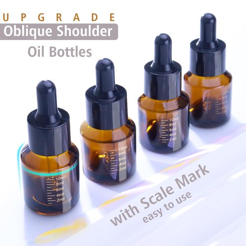 Matifaner 15ml Dropper Bottles with Measurement, Glass Essential Oil Jars Amber, 1/2 oz Bottles with Glass Eye Dropper for Essential Oil,Tincture