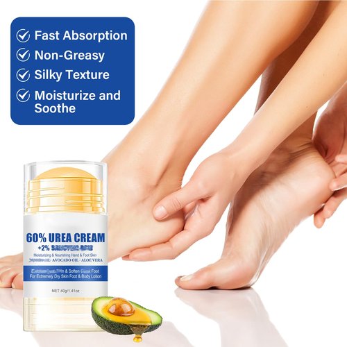 Holyarm 3PCS 60% Urea Hydrating and Anti-Cracking Foot Cream, Maximum Strength Urea Cream for Feet, Foot Lotion Stick for Heels, Dry Hands & Rough Knees, Smoothing Skin Women and Men