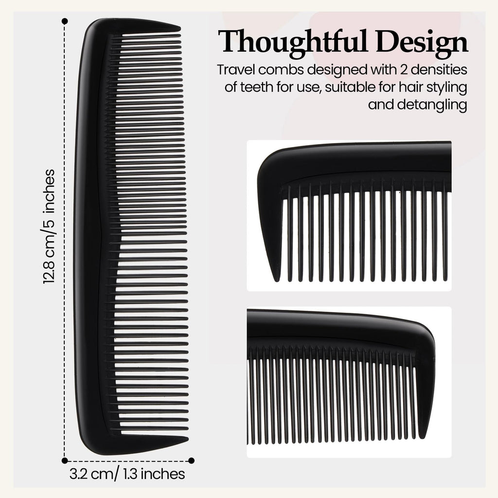Zopeal 400 Pieces Hair Comb Bulk 5 Inch Mini Small Plastic Black Combs for Hair Cutting Pocket Styling for Women Men,Travel, Hotel, Homeless, Nursing Home, Charity