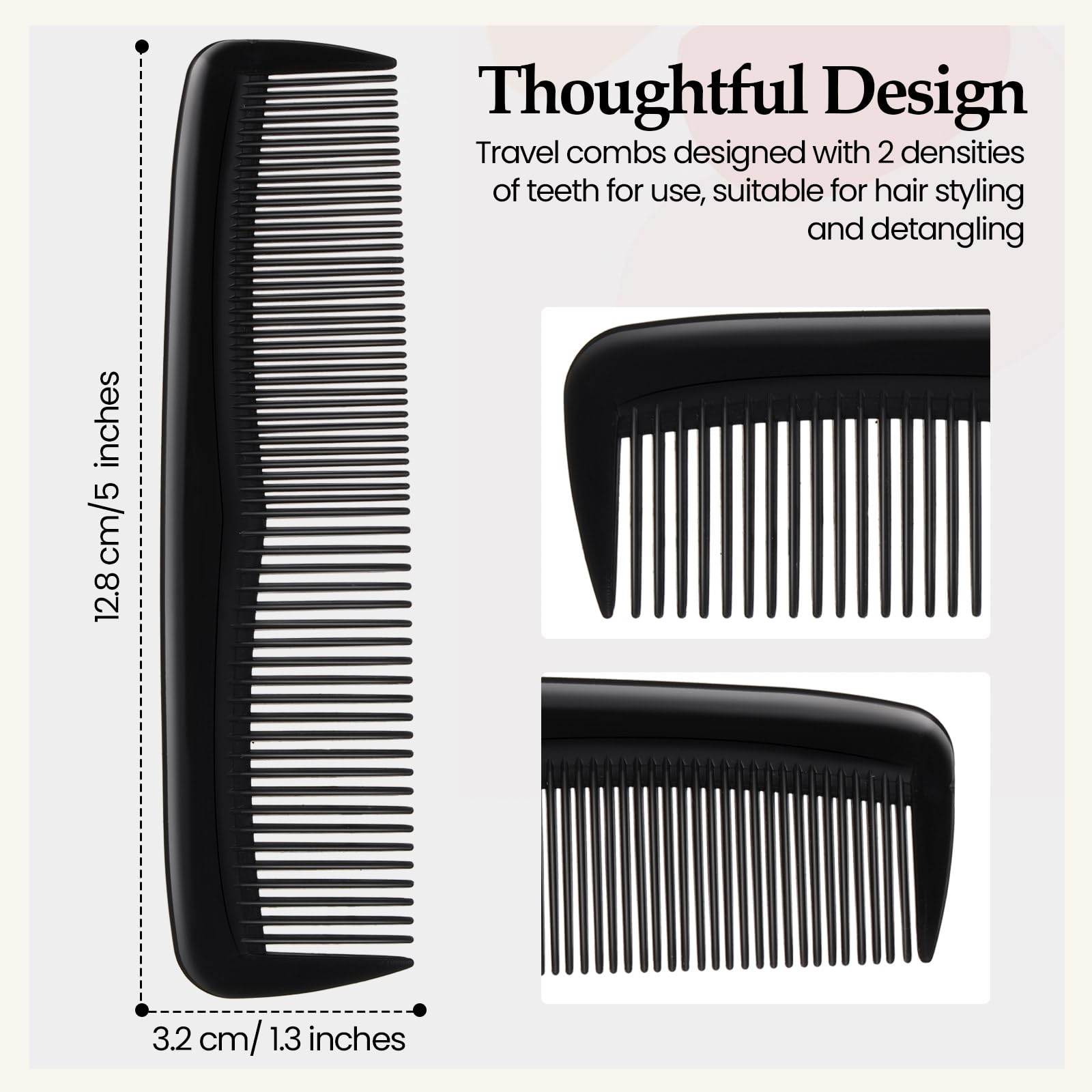 Zopeal 400 Pieces Hair Comb Bulk 5 Inch Mini Small Plastic Black Combs for Hair Cutting Pocket Styling for Women Men,Travel, Hotel, Homeless, Nursing Home, Charity