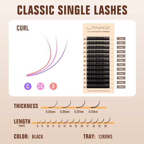 Classic Volume Lash Extension, 0.15 C Curl 9-20mm Mixed Eyelash Extension Lash Trays, Super Matt Black Individual Lash Extensions for Professional Salon Use
