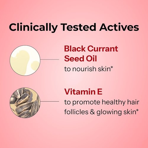 HUM Red Carpet Skin & Hair Vitamins - Omega 3, Vitamin E & Black Currant Oil for Healthy Skin & Hair | 60 Count