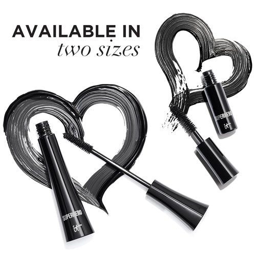 IT Cosmetics Superhero Mascara - Volumizing & Lengthening Formula with Hydrolyzed Collagen, Biotin & Peptides | Super Black Pigment