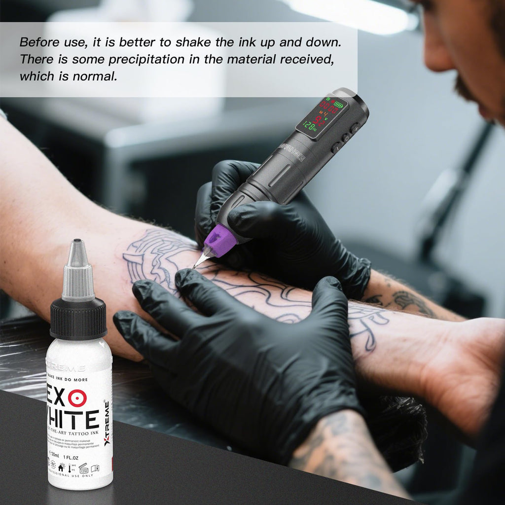 Xtreme EXO White Tattoo Ink – White for Lining & Shading – Highly Pigmented, Vegan, Smooth Flowing – Perfect for Bold Outlines & Rich Fillings (1 oz)