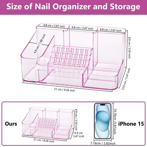 CGBE Nail Drill Holder, 28 Holes Transparent Acrylic Drill Bit Holder for Nails, Professional Nail Tool Organizer and Nail Desk Organizer -Pink (Not Including Nail Drill Machine & Bit)