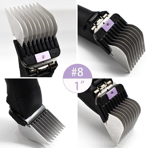 4 Pieces Animal Stainless Steel Attachment Guide Guard Combs for A5 Style Detachable Blade Pet Groomers, 5/8", 3/4", 7/8", 1" Compatible with Wahl KM Series Andis AG BG Oster A5 A6 Animal Clippers