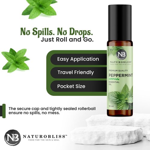 NaturoBliss Peppermint Essential Oil Roll-On - Refreshing Aromatherapy, 10 ml