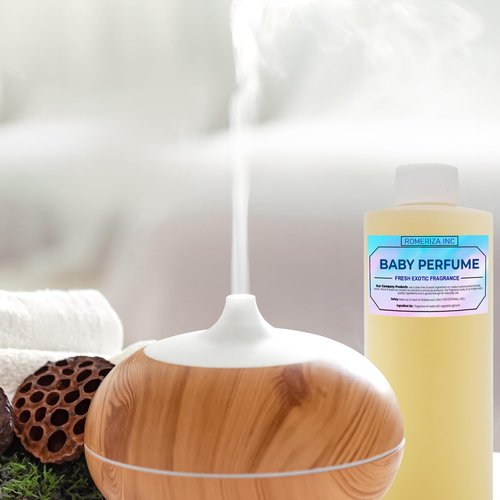 ROMERIZA INC. Baby Essential Fragrance Body Oil – Luxury Unisex Baby Oil Perfume with Long Lasting Baby Powder Scent – Soft Baby Smell, Uncut Perfume Oil, Scented Body Oil for Women & Men – 4 Fl Oz
