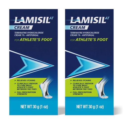 Lamisil Athlete's Foot Cream, 1 Week Treatment, Prescription Strength Terbinafine Hydrochloride, Fast Symptom Relief, Cures Most Athlete's Foot, 30 g (1 oz) - 2 pk