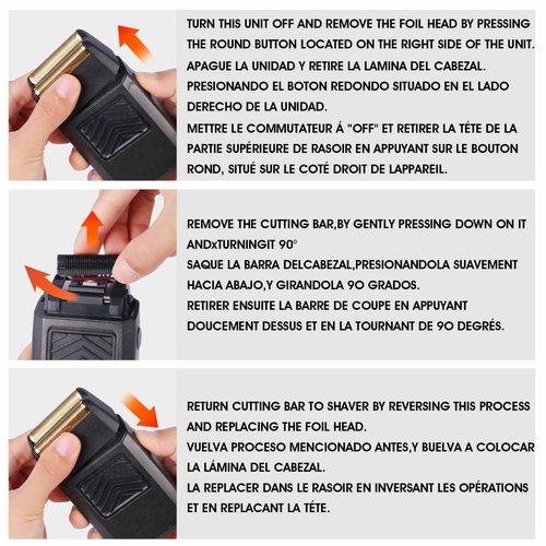 Professional 5 Star Series Finale Shaver Shaper Replacement Foil and Cutter Bar Assembly Compatible with Shaver Model 7031-100, 7043-100 Super Close Super Close Shaving Replacement Heads Black