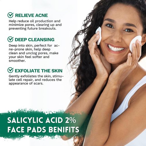 ANAI RUI Salicylic Acid Face Cleansing Pads - Acne Treatment with Witch Hazel, 80 Count