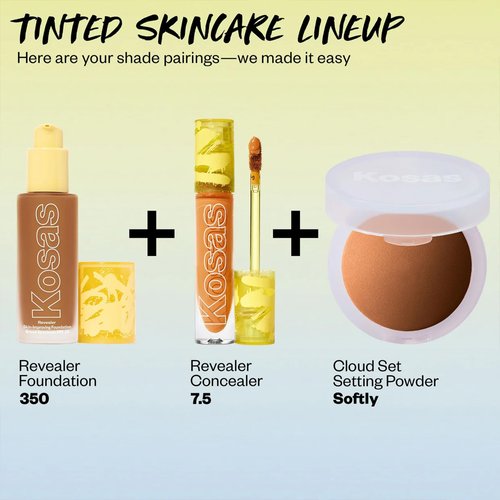 Kosas Revealer Liquid Foundation SPF 25 – Medium Buildable Coverage, Hydrating Natural Glow Finish, Medium Deep Warm 350