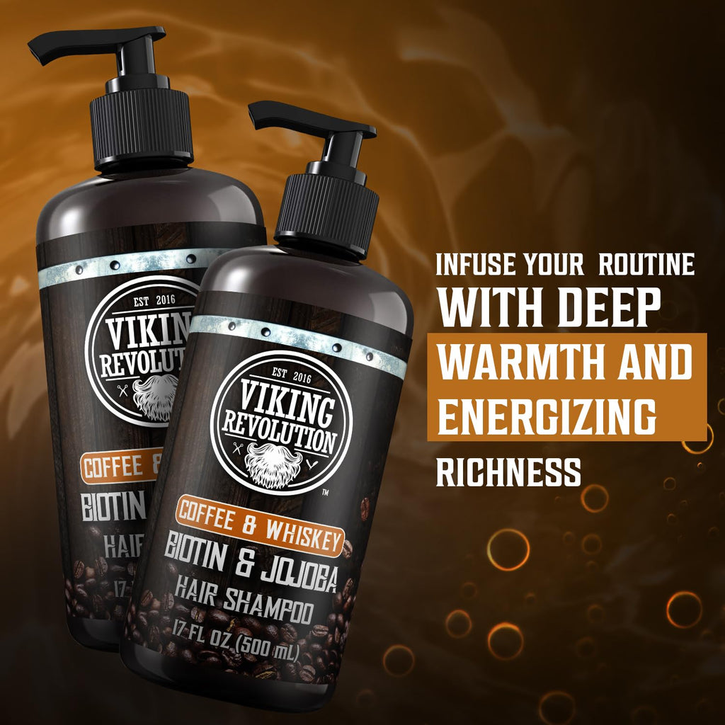 Viking Revolution Men's Shampoo and Conditioner Set | Biotin & Jojoba Oil for Healthy Hair - 17 Oz