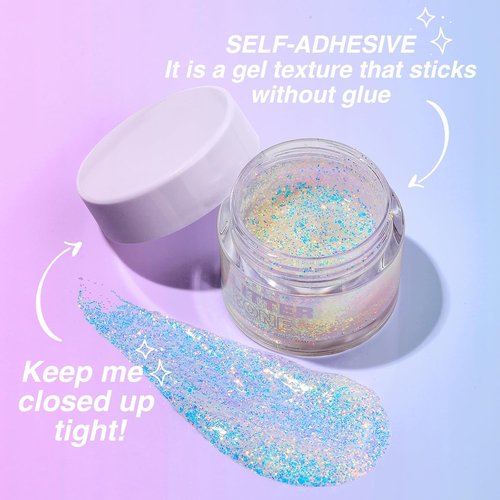 BestLand Holographic Body Glitter Gel - Long-Lasting Sparkle for Face, Body & Hair | 02 Stardust Pink